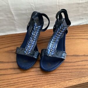 New York Transit Black and Blue Sandals